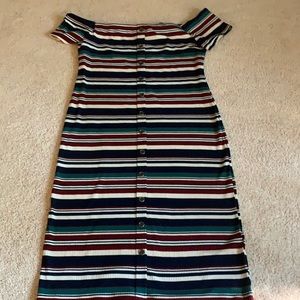 Striped Off The Shoulder Dress